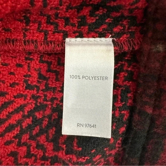 J. Jill Brushed Plaid Cropped Shacket Jacket‎ Large Scarlet Red Soft Cozy Fall - Picture 10 of 15